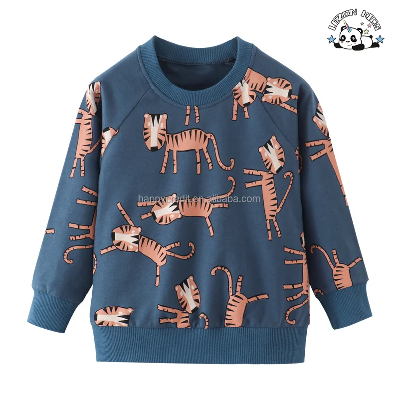LEZONKIDS - Autumn Long Sleeve Cartoon Cotton Crew Neck Hoodie Custom Kids Boys Clothing Sets